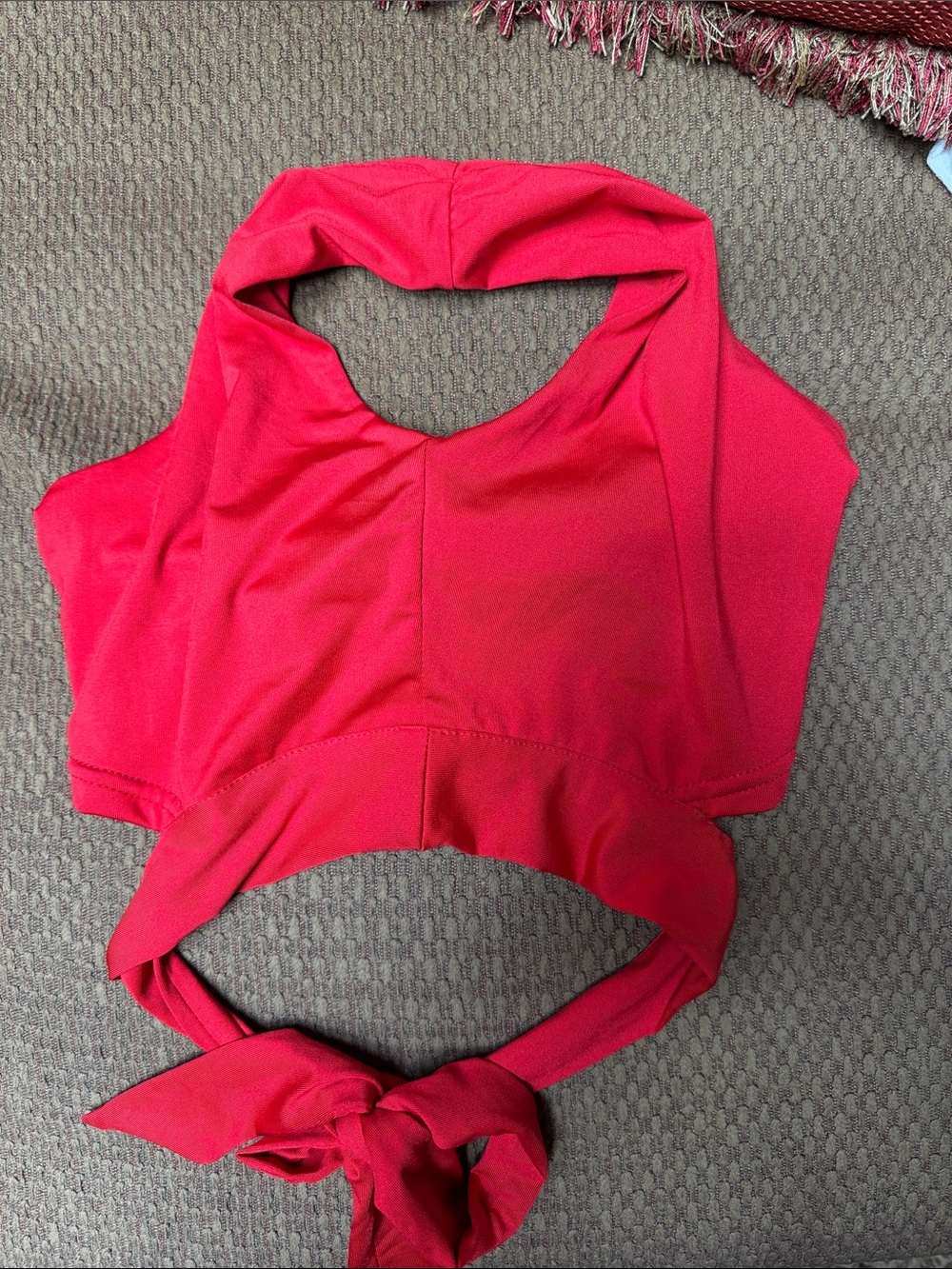 NWOT red cropped halter top. Small